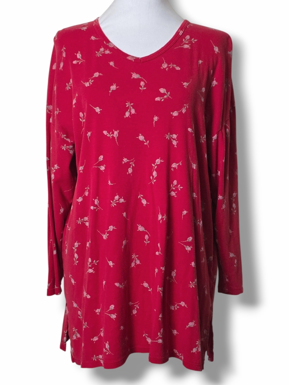 Vintage Victoria's Secret Red Floral Long Sleeve Nightshirt - Size XS